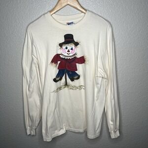 Vintage Fall Scarecrow Long Sleeve Shirt Halloween Festival Oz Made In USA Large